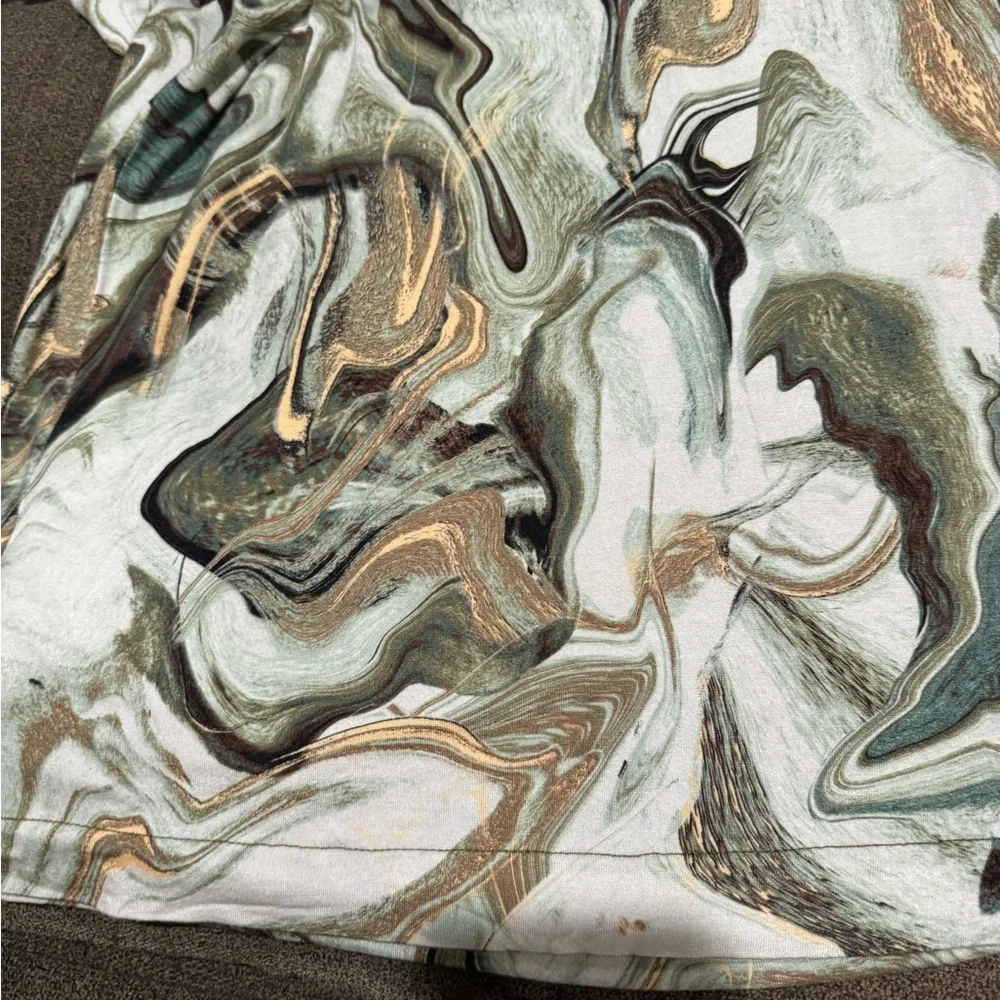 Mango long sleeved mesh top in marble print in green size Large - Picture 4 of 7